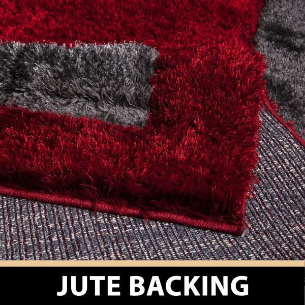 Trani bordered shaggy rug – high pile, natural jute backing – photo 4