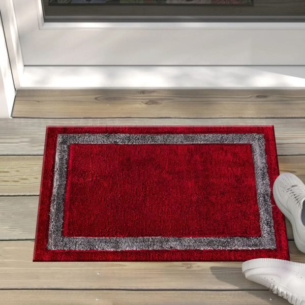 Red-36.jpg Trani bordered shaggy rug in Red