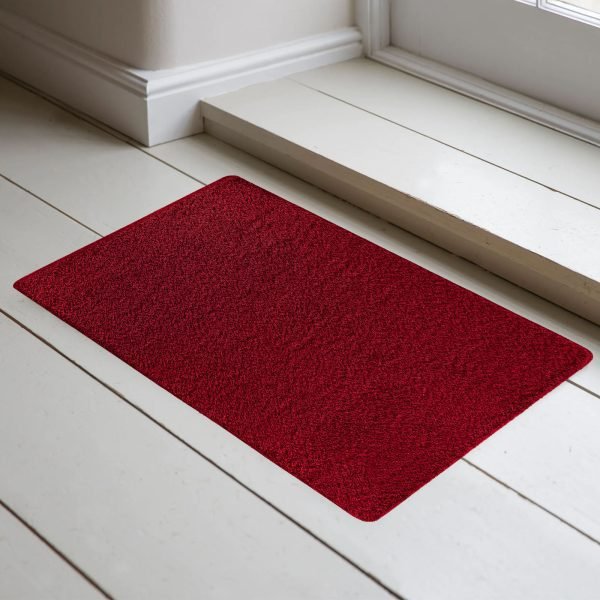 Natty plain shaggy rug in Red