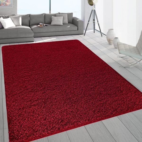 Red-66.jpg Natty plain shaggy rug in Red