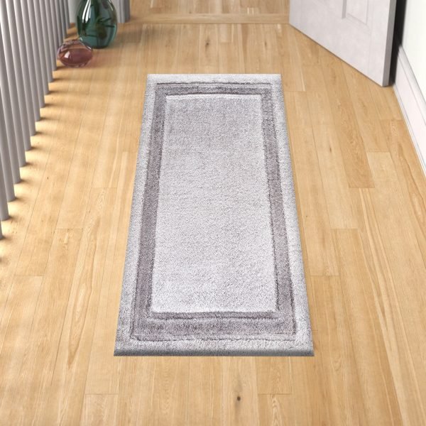 Silver-8.jpg Trani bordered shaggy rug in Silver