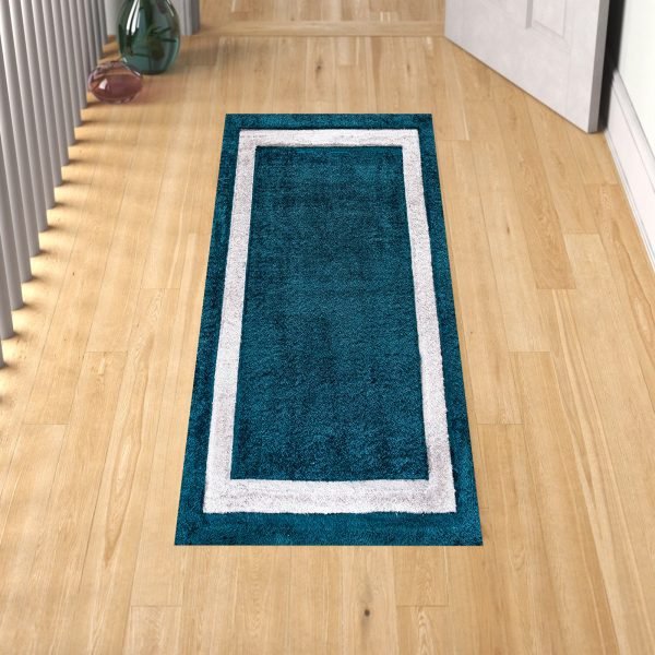Zamarut-8.jpg Trani bordered shaggy rug in Emerald