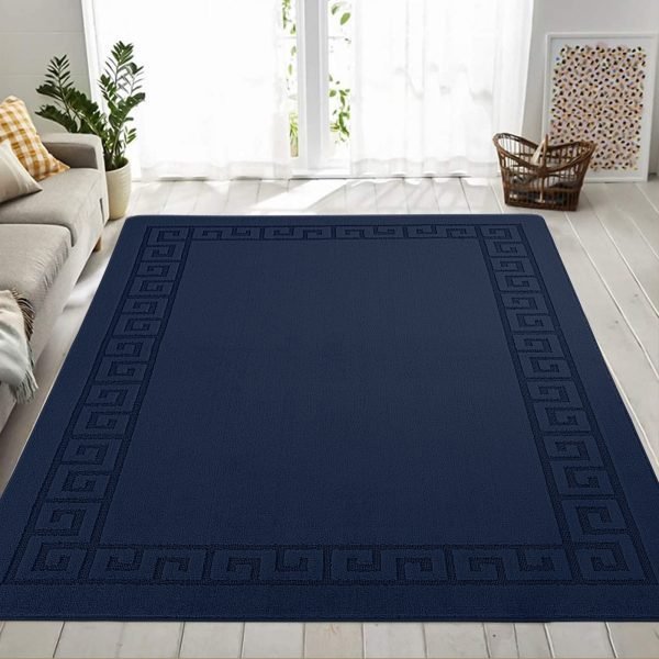 Rocco plain rug in Navy