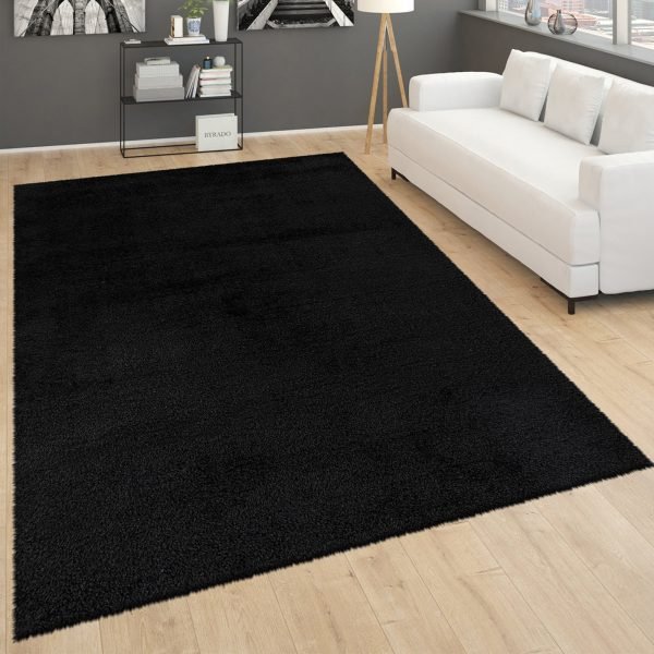Yourk plain shaggy rug in Black