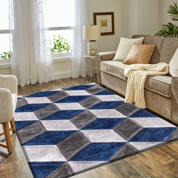 Blue-21.jpg Qurto geometric shaggy rug in Blue
