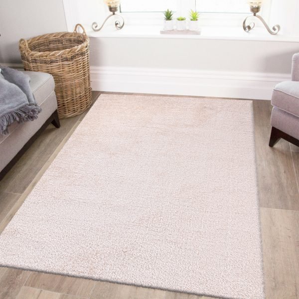 Yourk plain shaggy rug in Cream