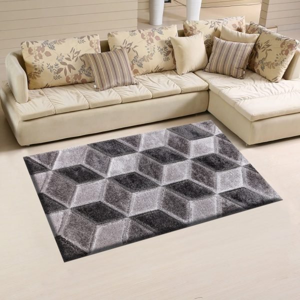 Grey-19.jpg Qurto geometric shaggy rug in Grey