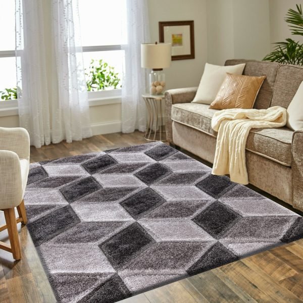 Grey-20.jpg Qurto geometric shaggy rug in Grey