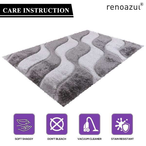 Viva geometric shaggy rug – high pile, natural jute backing – photo 4