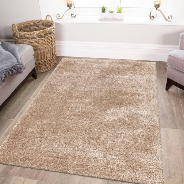Yourk plain shaggy rug in Mink