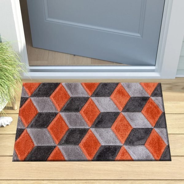 Qurto geometric shaggy rug in Orange