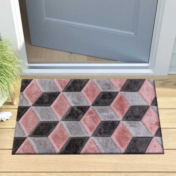 Pink-16.jpg Qurto geometric shaggy rug in Pink