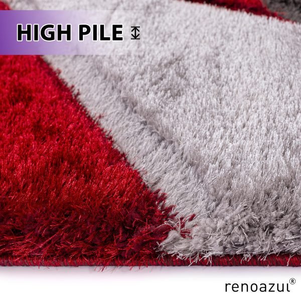 Todi geometric shaggy rug – high pile, natural jute backing – photo 3
