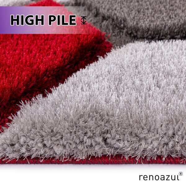 Qurto geometric shaggy rug – high pile, natural jute backing – photo 3