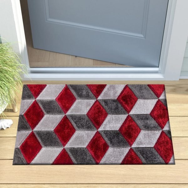 Qurto geometric shaggy rug in Red