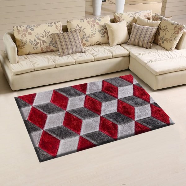 Red-19.jpg Qurto geometric shaggy rug in Red