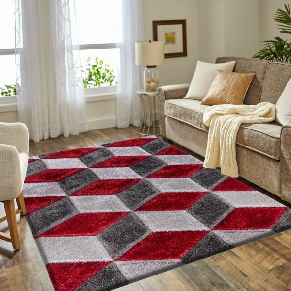 Red-20.jpg Qurto geometric shaggy rug in Red