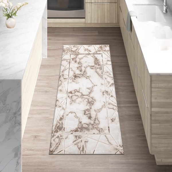 Kiens marble effect rug in Beige