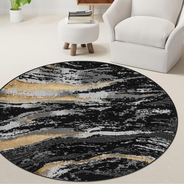 Jeze abstract rug in Black