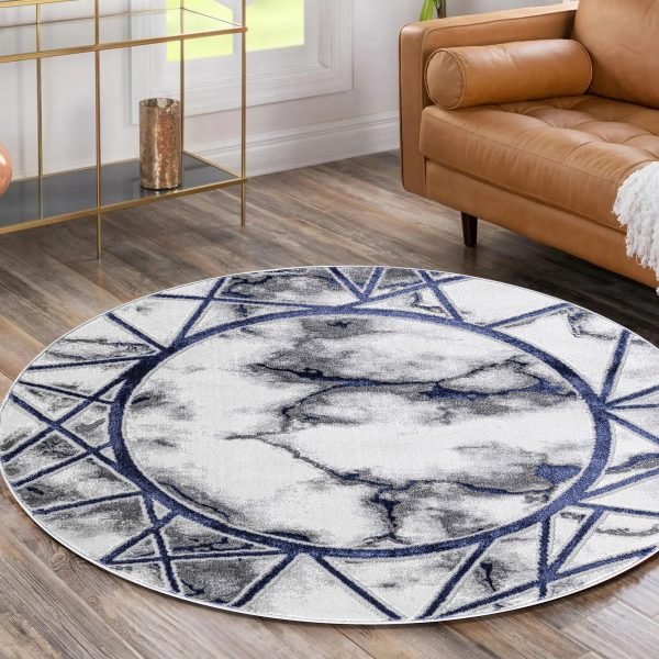 Kiens marble effect rug in Blue