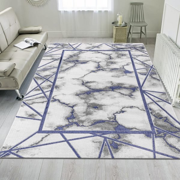 Kiens marble effect rug in Blue