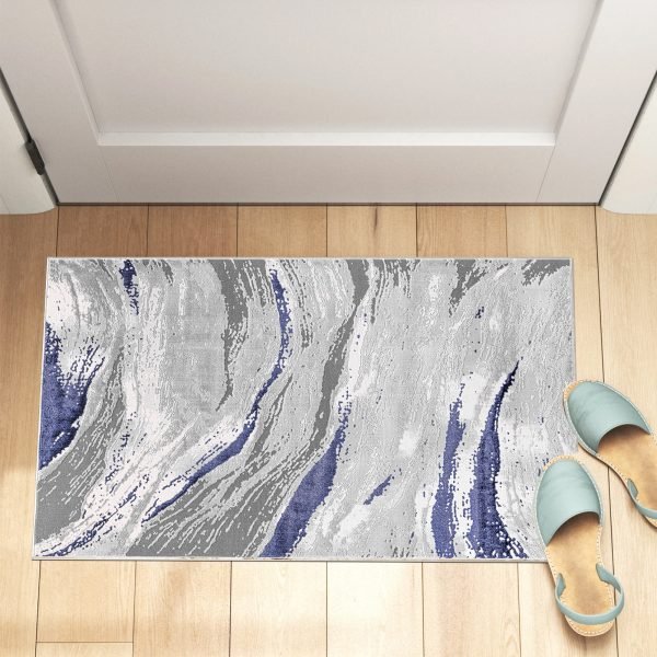 Jeze abstract rug in Blue