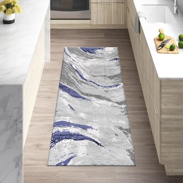 Jeze abstract rug in Blue