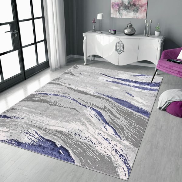 Jeze abstract rug in Blue