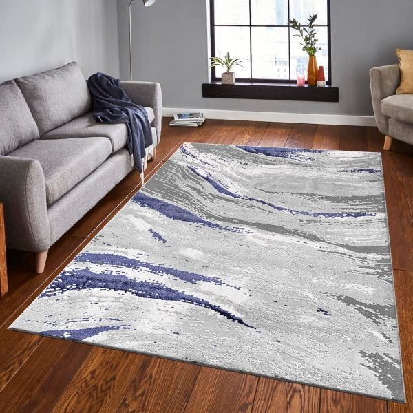 Jeze abstract rug in Blue