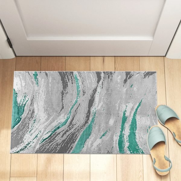 Jeze abstract rug in Emerald