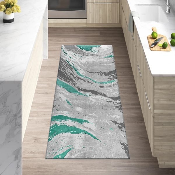Jeze abstract rug in Emerald