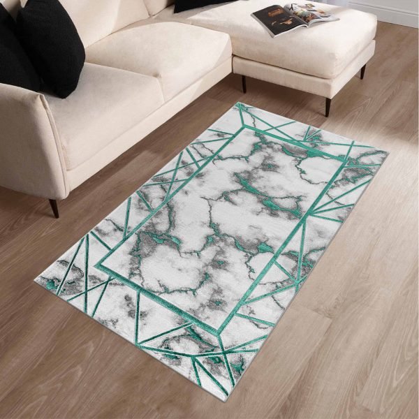 Kiens marble effect rug in Emerald