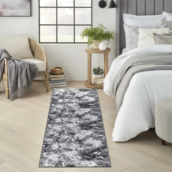 Marble effect rug in Grey