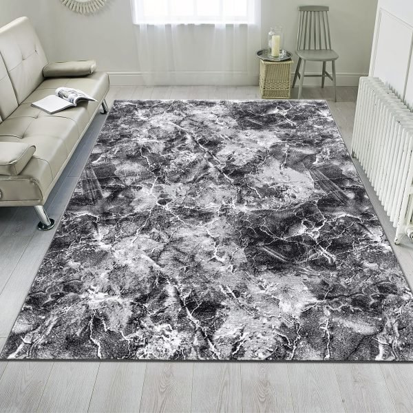 Grey-14.jpg Marble effect rug in Grey