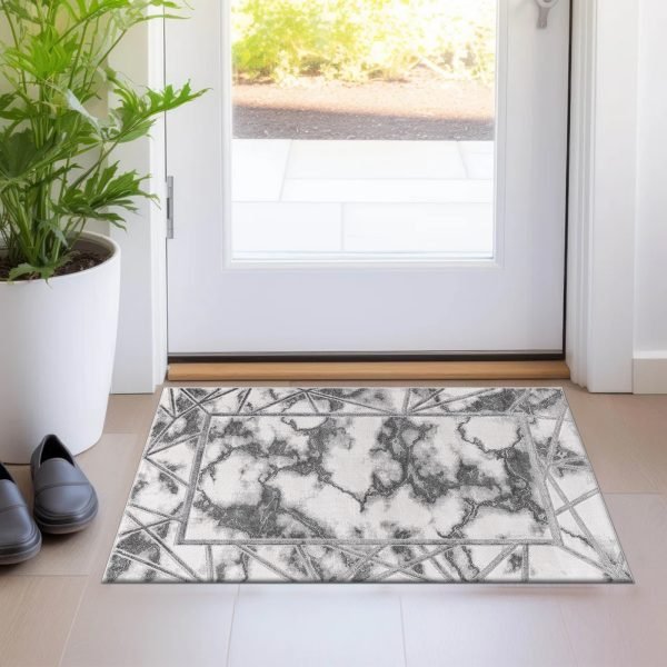 Kiens marble effect rug in Grey