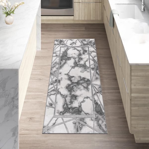 Kiens marble effect rug in Grey