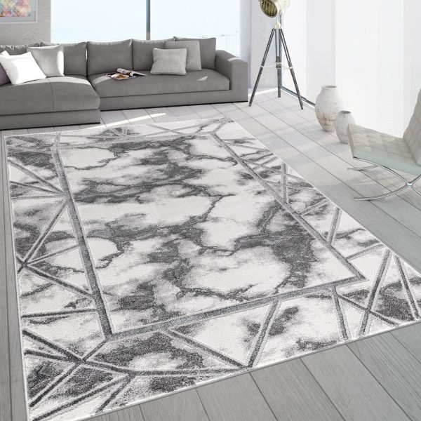 Kiens marble effect rug in Grey