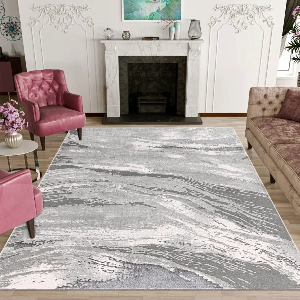 Jeze abstract rug in Grey