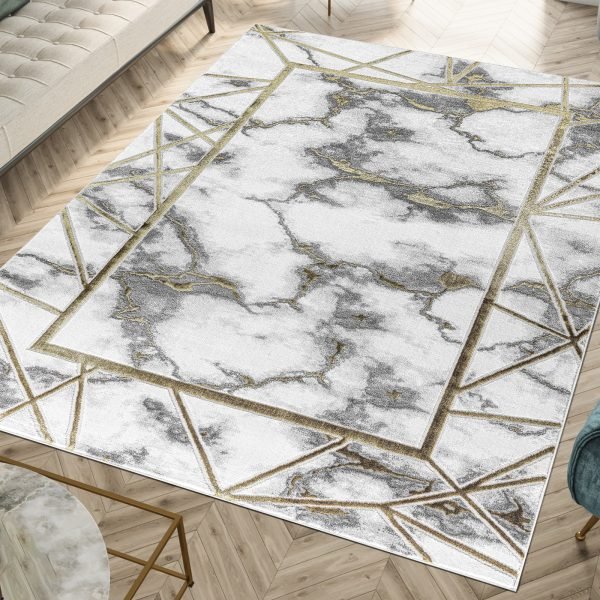 Kiens marble effect rug in Ochre