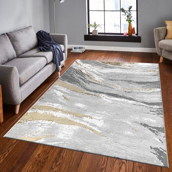 Jeze abstract rug in Ochre