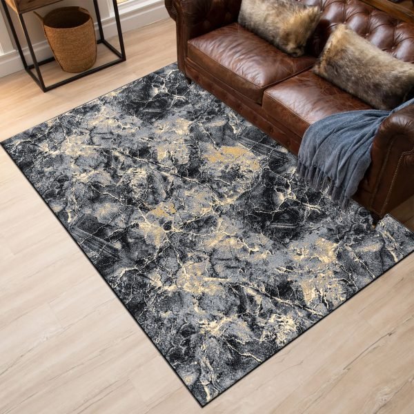Ochre-4.jpg Marble effect rug in Ochre