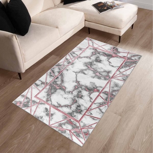 Kiens marble effect rug in Pink