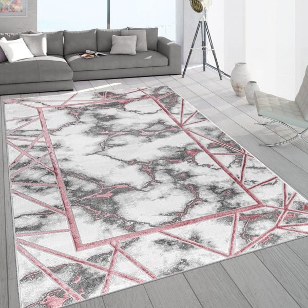 Kiens marble effect rug in Pink