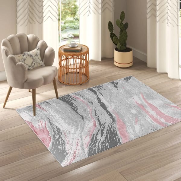 Jeze abstract rug in Pink