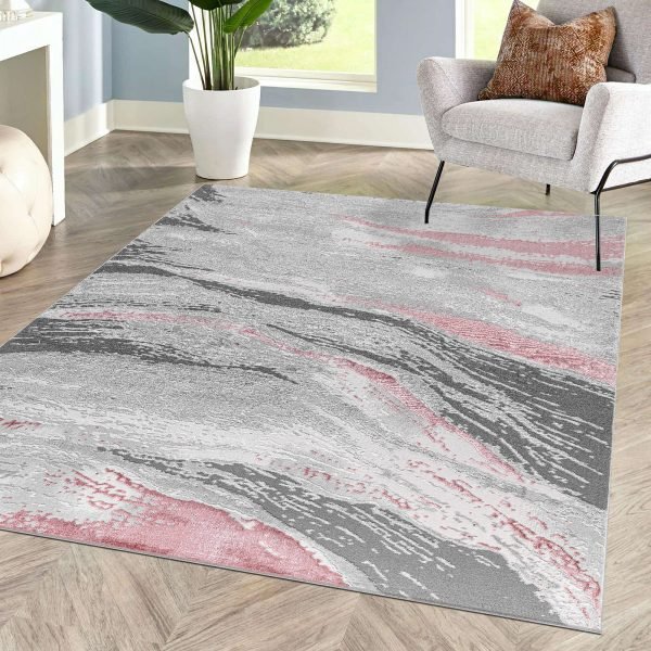 Jeze abstract rug in Pink