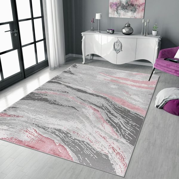Jeze abstract rug in Pink