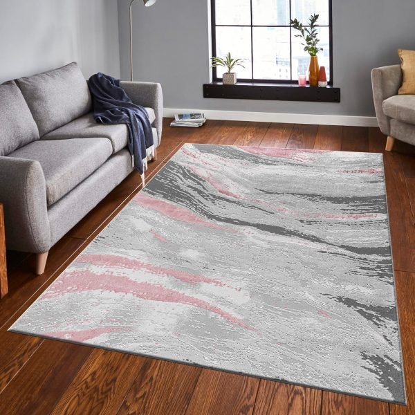 Jeze abstract rug in Pink