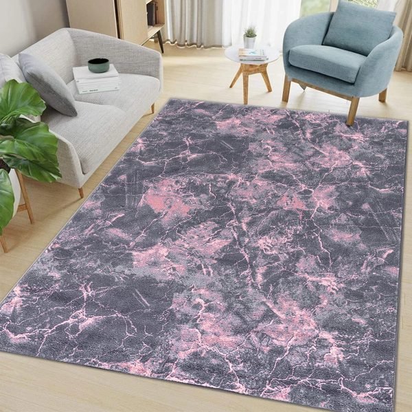 Marble effect rug in Pink