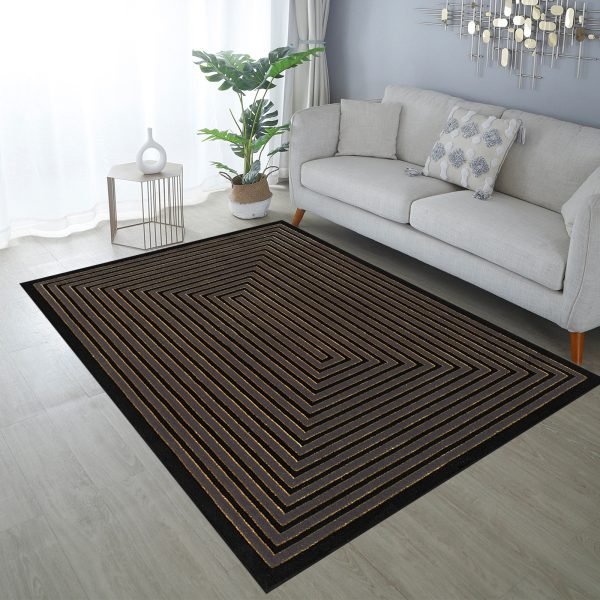 Nora geometric rug in Black