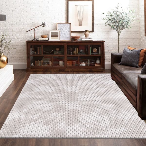 Mosaic geometric rug in Cream